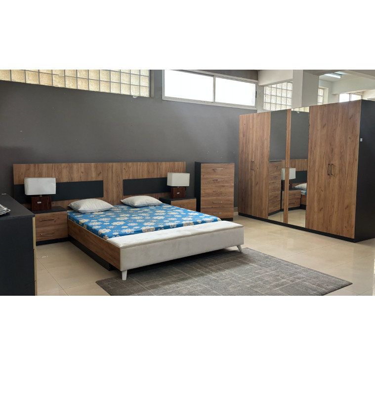 Chambre complète Vivaldi wood et gris Bois décor chêne, Lit 180 x 200 cm | 1 700 000 CFA | à Dakar