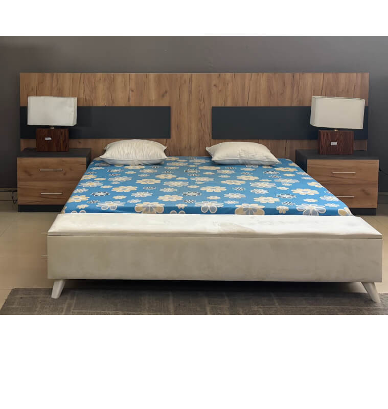 Lit Vivaldi 180 x 200 cm wood et gris Bois décor chêne : lit + 2 chevets + dresser + miroir | 1 040 000 CFA | à Dakar