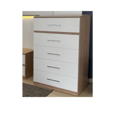 Chiffonnier Casamia 5 tiroirs Laqué blanc brillant et décor chêne clair | 185 000 CFA | à Dakar