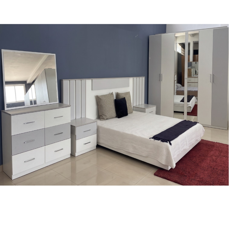 Chambre complète Sydney : Lit 180 x 200 + Dresser + Miroir + 2 Chevets + Arm 6 portes | 1 540 000 CFA | à Dakar