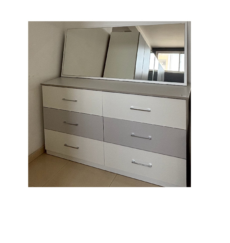 Chambre complète Sydney : Lit 180 x 200 + Dresser + Miroir + 2 Chevets + Arm 6 portes | 1 540 000 CFA | à Dakar