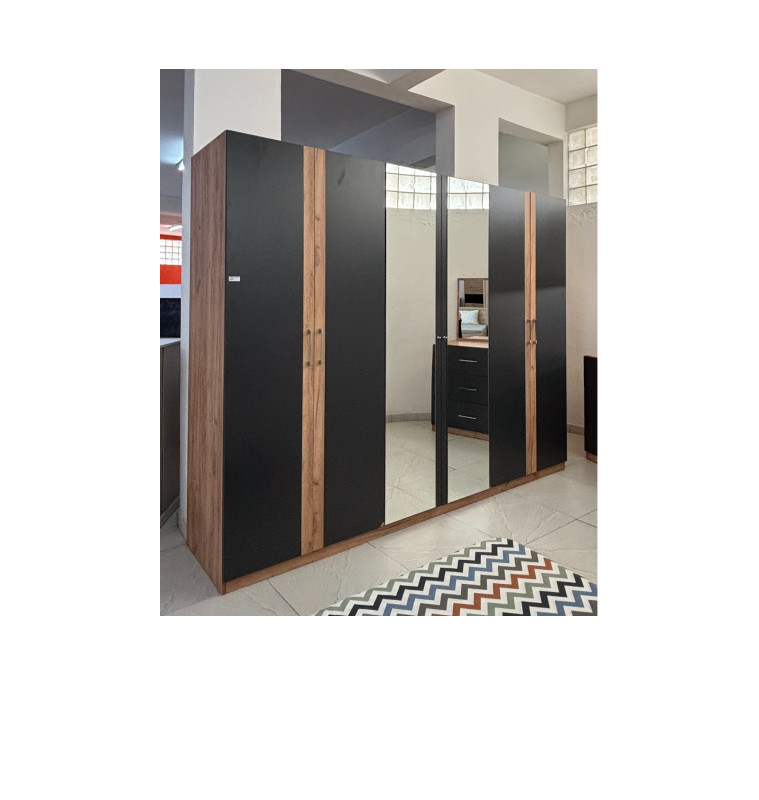 Chambre complète Dominic : Lit 180 x 200 + commode + Miroir + 2 Chevets + Arm 6 portes | 1 550 000 CFA | à Dakar