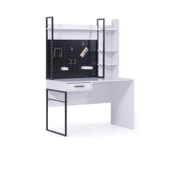 Bureau Atlas Laqué blanc et métal noir mat, 120 x 60 x 172 cm