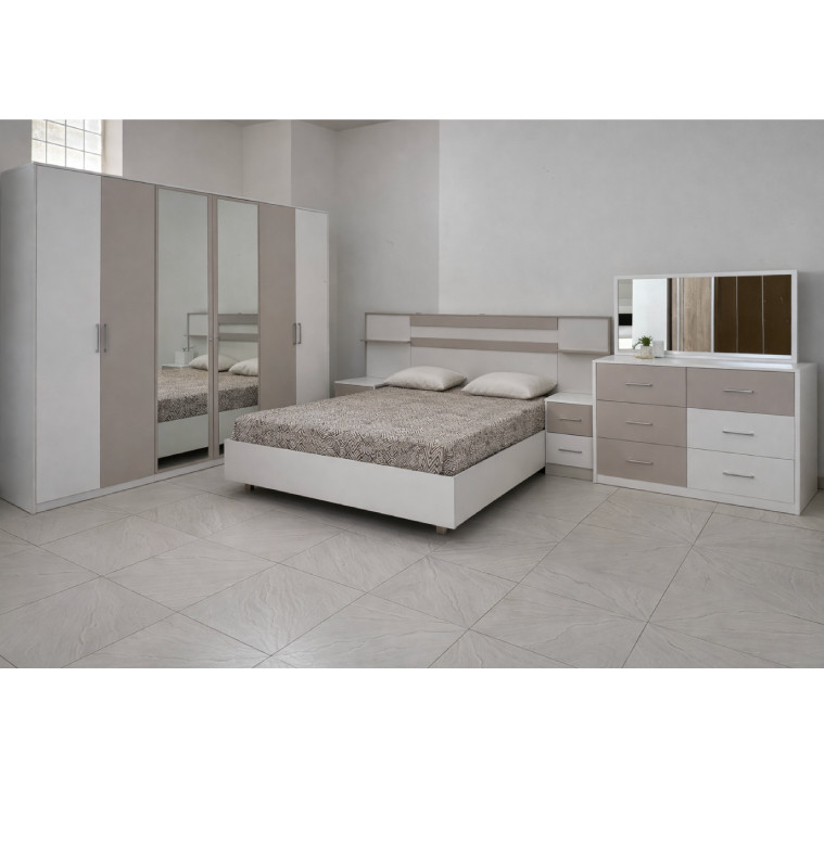 Chambre complète Herminia : 180 x 200 + commode + Miroir + 2 Chevets + Armoire | 1 420 000 CFA | à Dakar