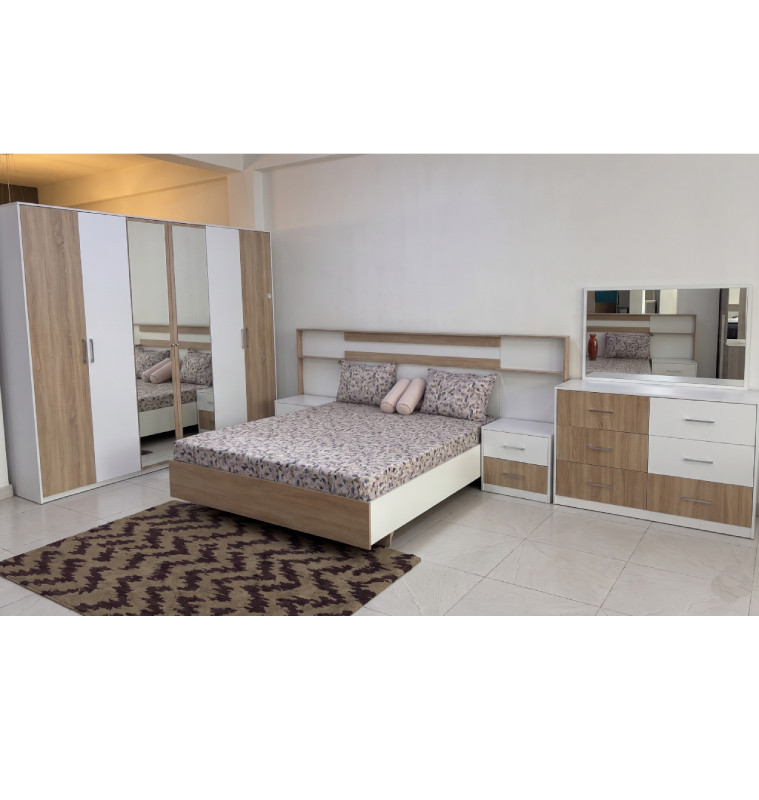 Chambre complète Herminia Light : 180 x 200 + Sommier + commode + Miroir + 2 Chevets + Armoire | 1 420 000 CFA | à Dakar
