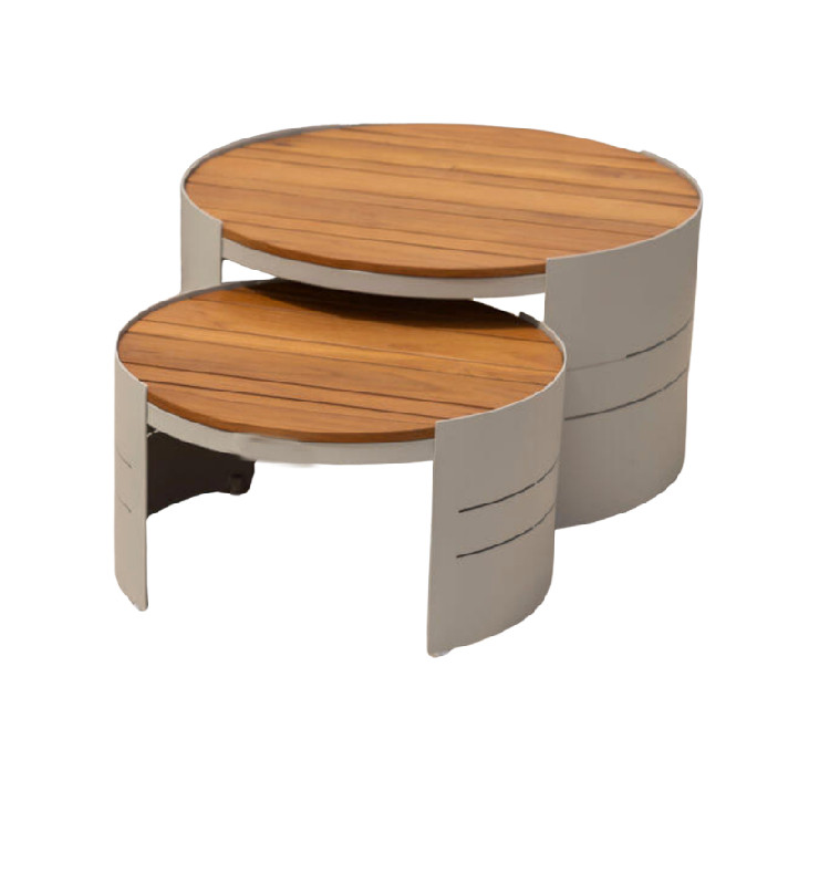 Set de 2 tables basses 70x38/55x30cm en alu et teak taupe et naturel | Tables & tables à manger de jardin | 324 000 CFA , dak...