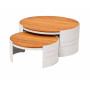 Set de 2 tables basses 70x38/55x30cm en alu et teak blanc et naturel | Tables & tables à manger de jardin | 324 000 CFA , dak...