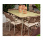 Table de jardin 160X90X74.5 cm + 6 chaises en Aluminium taupe + coussins crème waterproof | Tables & tables à manger de jardi...
