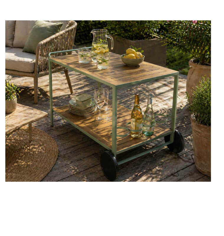 Desserte de jardin en aluminium vert clair et bois, 64X117X66 cm | Tables & tables à manger de jardin | 198 000 CFA , dakar, ...