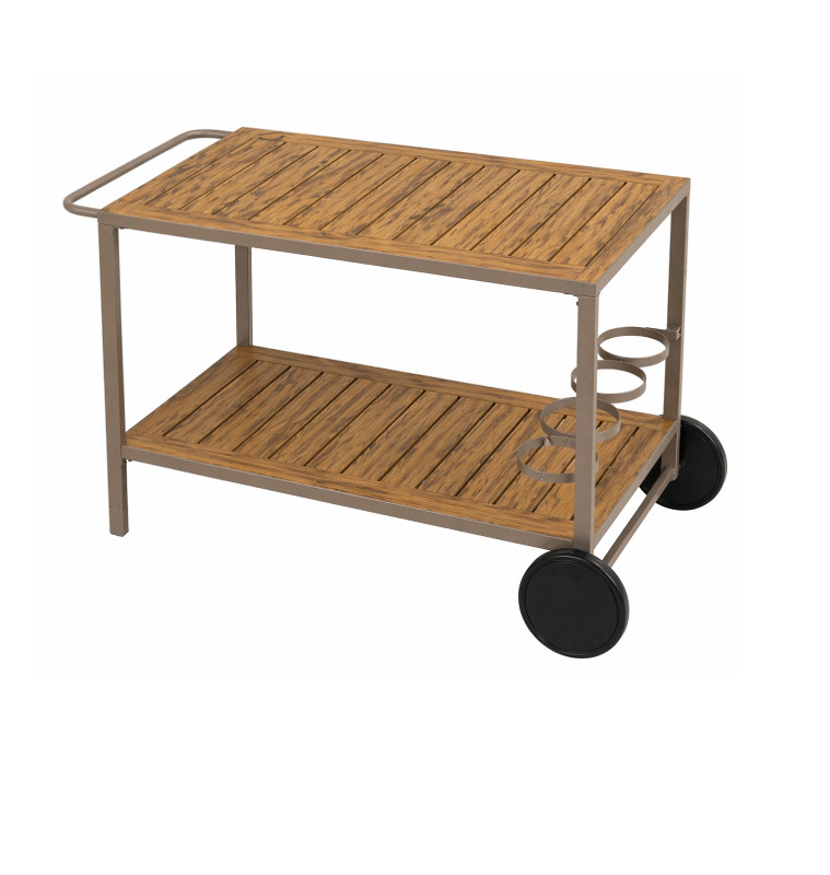 Desserte de jardin en aluminium taupe et bois, 64X117X66 cm | Tables & tables à manger de jardin | 198 000 CFA , dakar, Sénégal