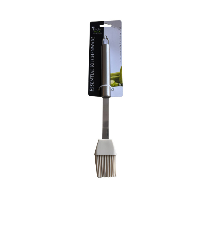 Pinceau alimentaire en silicone et Inox de qualité supérieure finition chrome mat, 26,5 cm | Ustensiles de cuisine | 1 100 CF...
