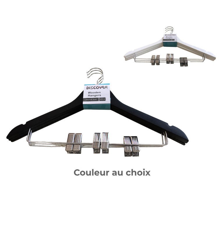 Cintres en bois coloré avec pinces - Lot de 3 | Cintres & patères | 3 400 CFA , dakar, Sénégal