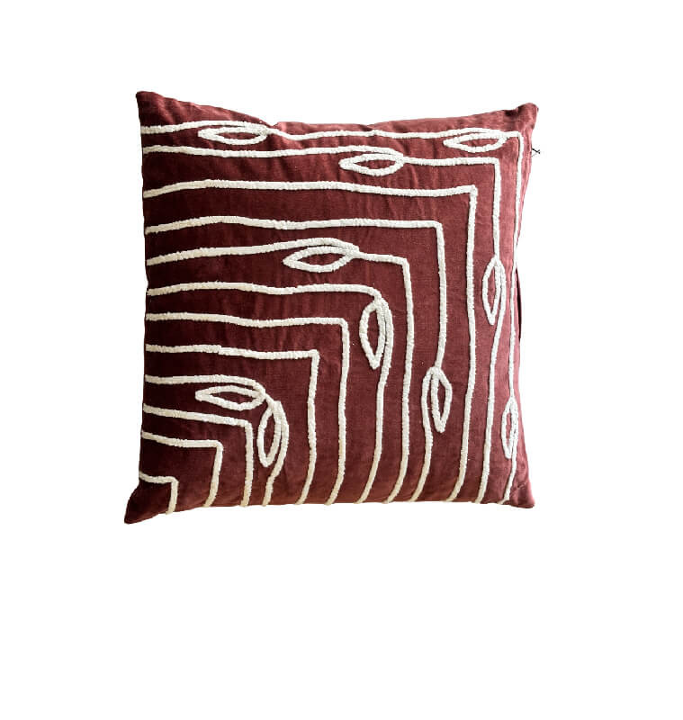 Coussin déco 45 x 45 cm bordeaux et blanc à motifs texturés | Coussins déco , Dakar, Sénégal