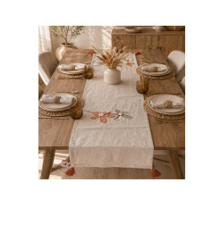 Chemin de table 33 x 150 cm beige à motifs floraux brodés | Sets & chemins de table | 11 500 CFA , dakar, Sénégal