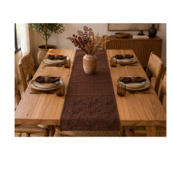 Chemin de table 33 x 150 cm marron à motifs floraux | Sets & chemins de table | 15 000 CFA , dakar, Sénégal