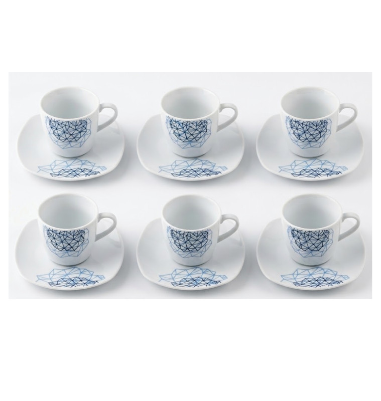 Coffret 12 pièces tasses à café avec sous-tasses 90 cc en porcelaine | Tasses & mugs | 13 900 CFA , dakar, Sénégal