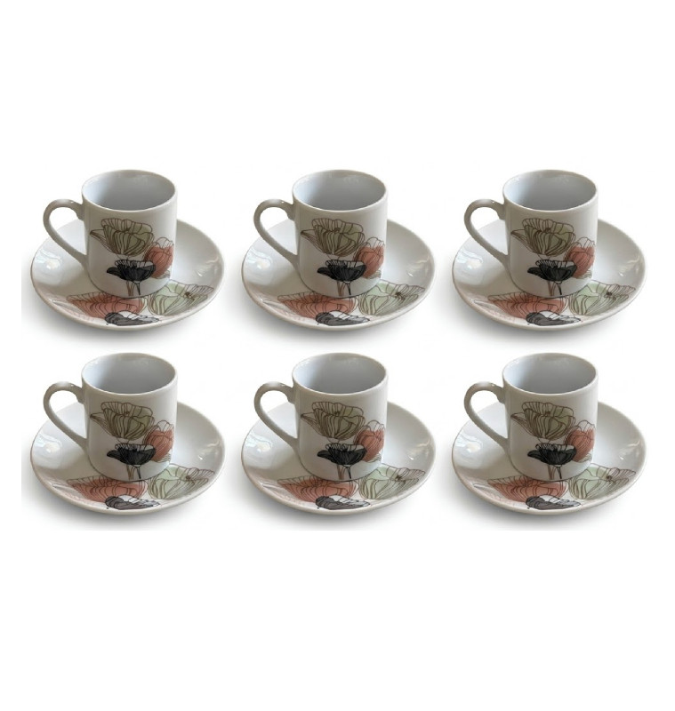 Coffret 12 pièces tasses à café avec sous-tasses 90 cc en porcelaine | Tasses & mugs | 12 500 CFA , dakar, Sénégal