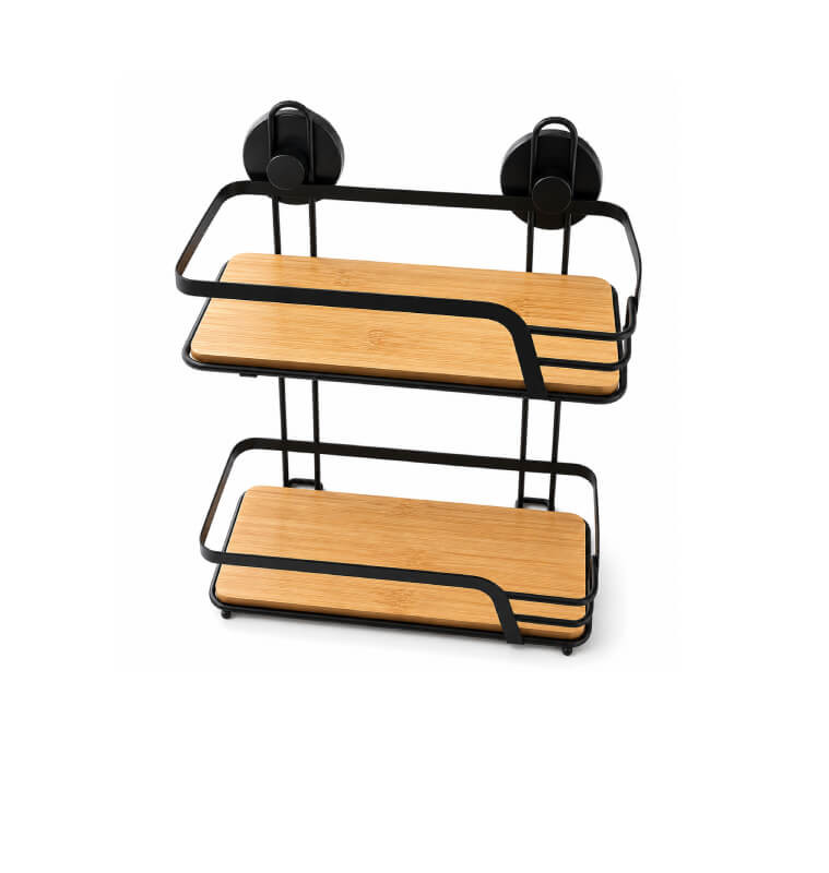 Étagère de salle de bain à ventouse 26,5 x 14 x 31 cm en métal et bambou | Meubles & étagères salle de bain | 9 900 CFA , dak...