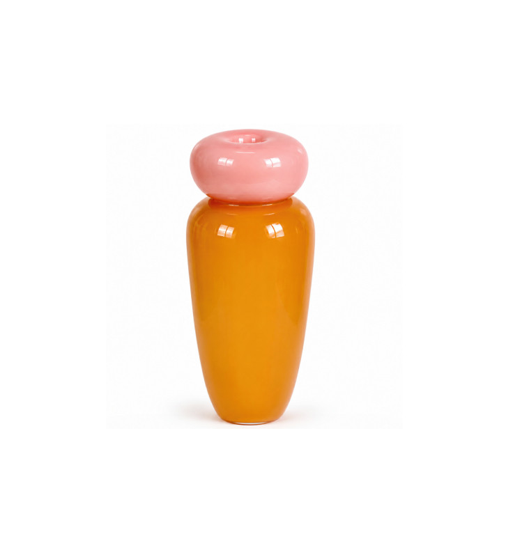 Vase avec couvercle en verre rose et orange 31 x 13,5 cm | Vases déco , Dakar, Sénégal