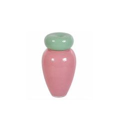 Vase avec couvercle en verre vert et rose 26 x 14 cm | Vases déco , Dakar, Sénégal