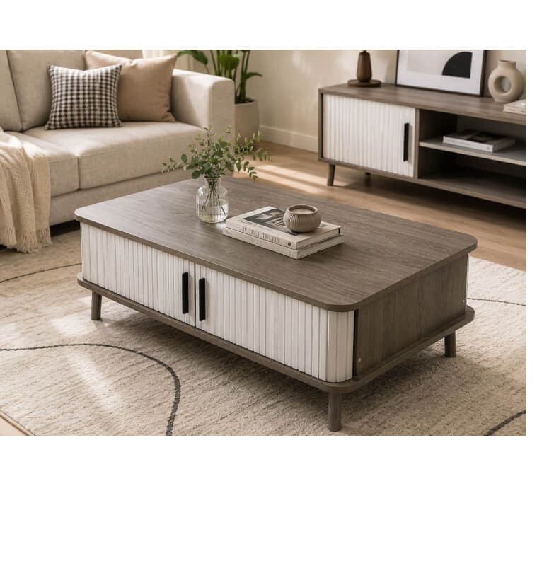 Table basse façade blanche et structure bois, 100x55x40 cm | 84 000 CFA | à Dakar