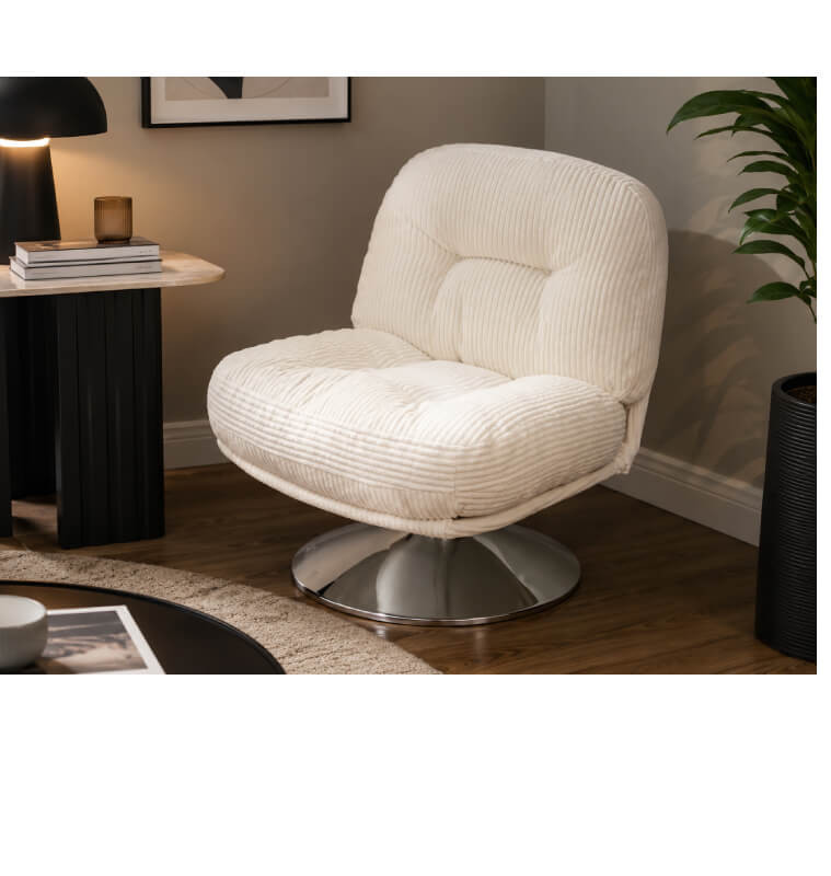 Fauteuil pivotant en tissu blanc 65 x 76 x 75 cm | 160 000 CFA | à Dakar