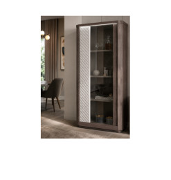 Vitrine Cartesia 70 x 46 x 160 cm gris chêne et blanc brillant | 405 000 CFA | à Dakar