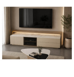 Meuble TV LED 220 x 46 x 64 cm blanc, beige et gris | 517 000 CFA | à Dakar