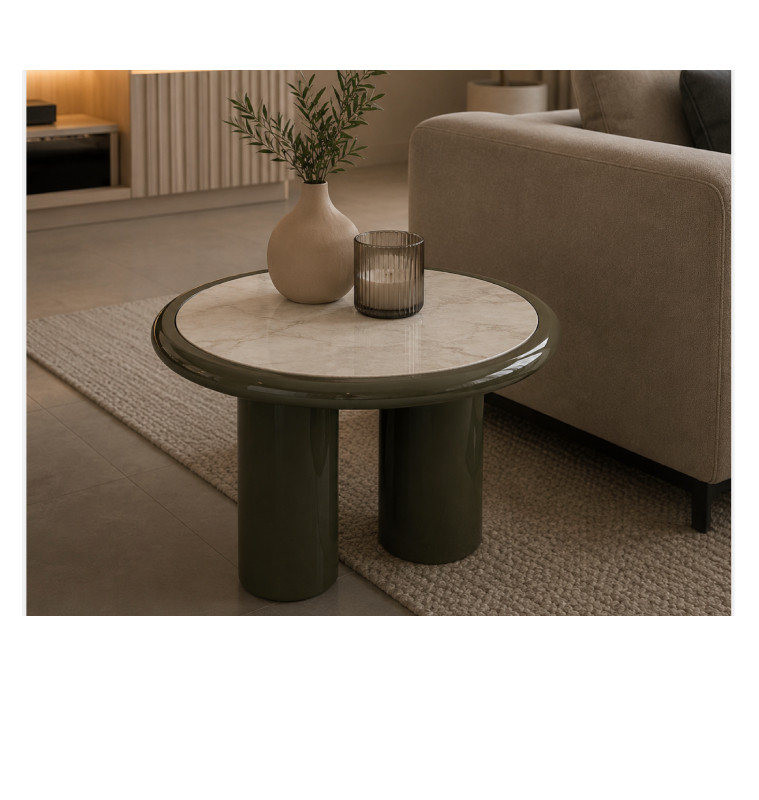 Table de coin high gloss vert brillant en MDF avec plateau effet marbre 70 x 70 x 46 cm  | 215 000 CFA | à Dakar