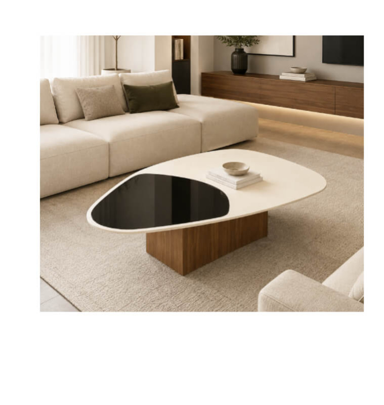 Table à café 96 x 66 x 37 cm blanc, beige et gris | 242 000 CFA | à Dakar