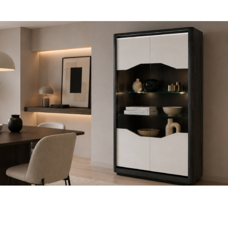 Vitrine 120 x 46 x 180 cm gris chêne et blanc brillant | 548 000 CFA | à Dakar