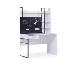 Bureau Atlas en bois blanc et métal 120 x 60 x 172 cm