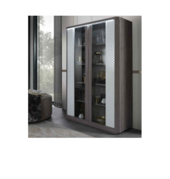 Vitrine 2 portes 120 x 46 x 180 cm gris chêne et blanc brillant | 610 000 CFA | à Dakar