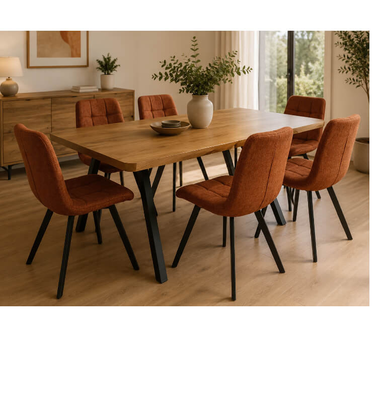 Chaise de salle à manger en tissu terracotta avec pieds en métal 55 x 45 x 86 cm | 34 000 CFA | à Dakar