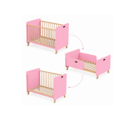 Lit bébé convertible rose...