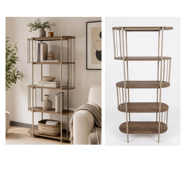 Étagère en métal taupe et bois 80 x 34 x 172 cm | 85 000 CFA | à Dakar