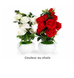 Composition de roses artificielles 60 cm dans pot en céramique blanc | Plantes & fleurs artificielles , Dakar, Sénégal