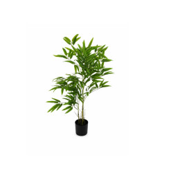 Arbuste bambou artificiel 90 cm vert en pot noir