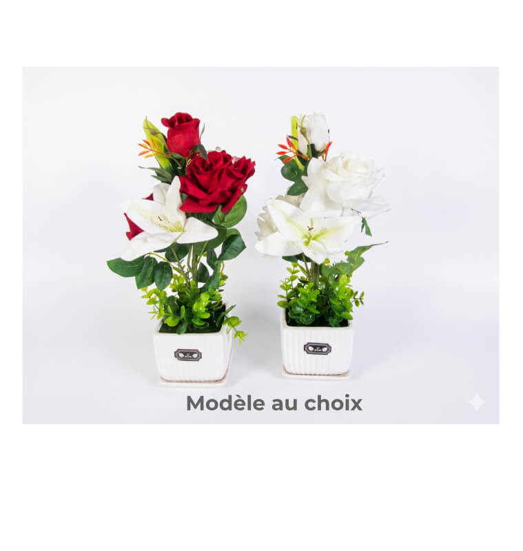Composition florale artificielle H40 cm dans pot en céramique blanc | Plantes & fleurs artificielles , Dakar, Sénégal