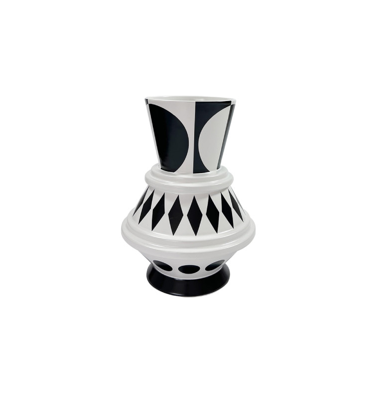 Vase déco ethnique en céramique noir et blanc 21 x 21 x 28,5 cm | Vases déco , Dakar, Sénégal