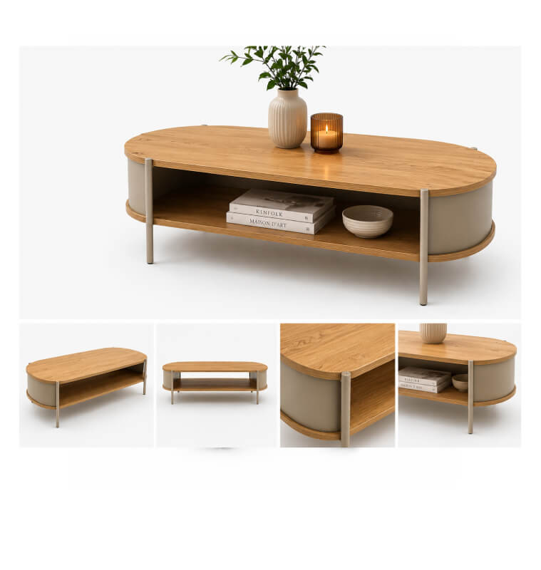 Table à café 100 x 54 x 36,5 cm en bois et métal taupe | 89 000 CFA | à Dakar