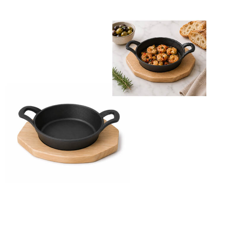 Poêlon rond en fonte avec dessous de plat en bois 16 cm | Poêles | 9 300 CFA , dakar, Sénégal