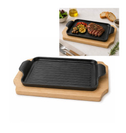 Plaque de cuisson en fonte avec dessous de plat en bois 26 x 17 cm | Poêles | 11 800 CFA , dakar, Sénégal
