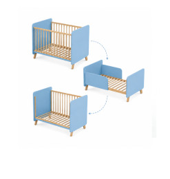 Lit bébé convertible bleu avec moustiquaire 120 x 60 x 92,5 cm