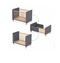 Lit bébé convertible avec moustiquaire gris foncé 120 x 60 x 92,5 cm