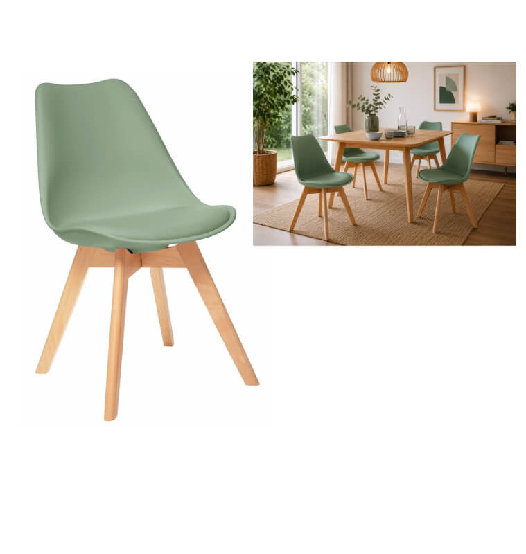 Chaise vert clair 48 x 52 x 82 cm, polypropylène/PU/bois | 20 000 CFA | à Dakar