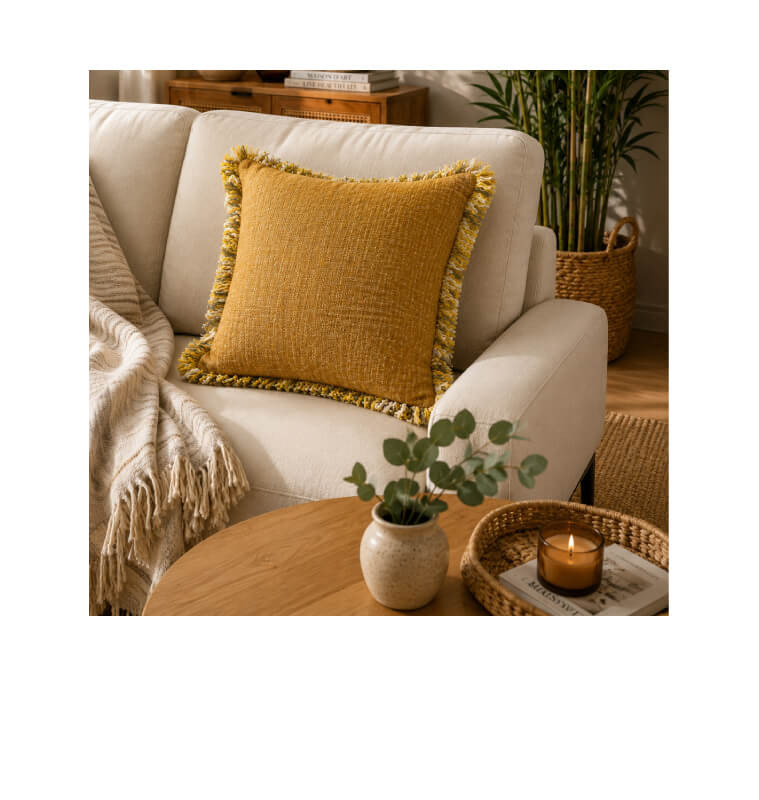 Coussin déco 45 x 45 cm ocre 80 % coton, garnissage 470 g | Coussins déco , Dakar, Sénégal