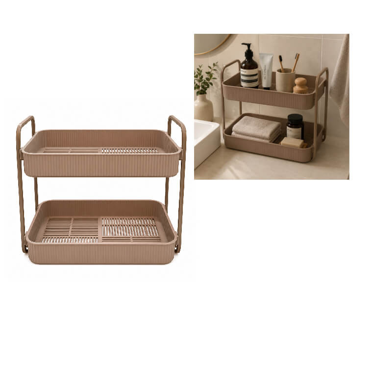 Étagère de salle de bain à poser 36 x 20,5 x 30 cm en PP et métal taupe | Meubles & étagères salle de bain | 5 300 CFA , daka...