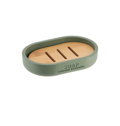 Porte-savon en polyrésine et bambou kaki 12,3 × 8,4 × 2,3 cm | Accessoires salle de bain | 2 900 CFA , dakar, Sénégal