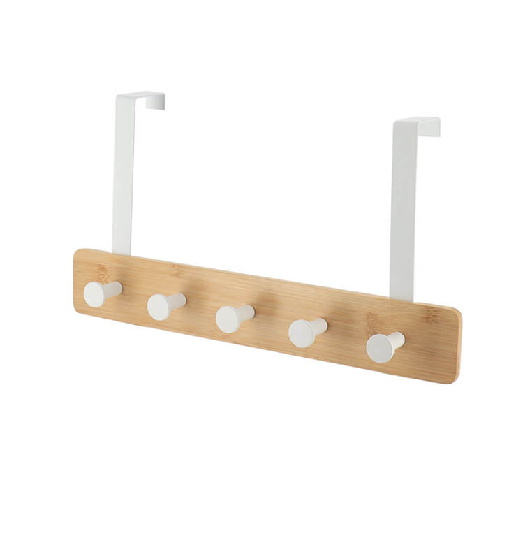 Patère de porte en métal blanc et bambou 5 crochets 37 × 9 × 20 cm | Cintres & patères | 7 200 CFA , dakar, Sénégal